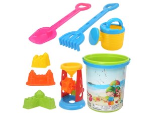 LEAN Toys Zestaw Zabawek Do Piasku Wiaderko Młynek Konewka Foremki Kolorowy