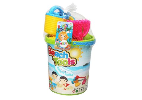 LEAN Toys Zestaw Zabawek Do Piasku Wiaderko Młynek Konewka Foremki Kolorowy