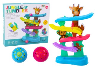 LEAN Toys Zjeżdżalnia Dla Kulek Żyrafa Małpka Dźwięki Kolorowa