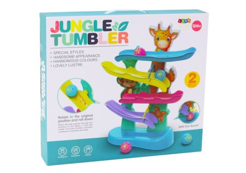 LEAN Toys Zjeżdżalnia Dla Kulek Żyrafa Małpka Dźwięki Kolorowa