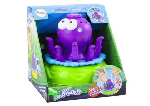 LEAN Toys Zraszacz Ogrodowy Ośmiornica Fontanna Bańki Mydlane Fioletowa