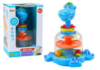 LEAN Toys Bączek Z Kulkami Hipopotam Dla Niemowląt Niebieski