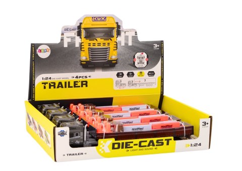 LEAN Toys Ciężarówka Z Przyczepą 1:24 TIR Auto Ciężarowe Akcesoria Dźwięki Światła