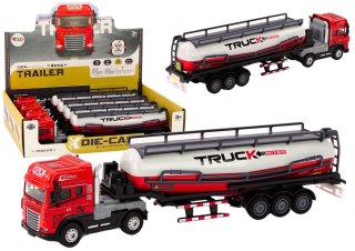 LEAN Toys Ciężarówka Z Przyczepą TIR Cysterna 1:24 Auto Ciężarowe Czerwone Dźwięki