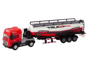 LEAN Toys Ciężarówka Z Przyczepą TIR Cysterna 1:24 Auto Ciężarowe Czerwone Dźwięki