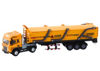 LEAN Toys Ciężarówka Z Przyczepą TIR Pojazd Transportowy 1:24 Dźwięki Światła Żółta