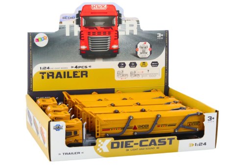 LEAN Toys Ciężarówka Z Przyczepą TIR Pojazd Transportowy 1:24 Dźwięki Światła Żółta