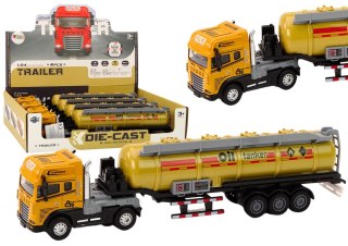 LEAN Toys Cysterna Z Paliwem Ciężarówka TIR 1:24 Przyczepa Dźwięki Światła Żółta