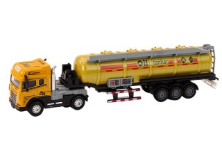 LEAN Toys Cysterna Z Paliwem Ciężarówka TIR 1:24 Przyczepa Dźwięki Światła Żółta