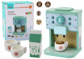 LEAN Toys Drewniany Ekspres do Kawy Zestaw AGD Filiżanki Mleko