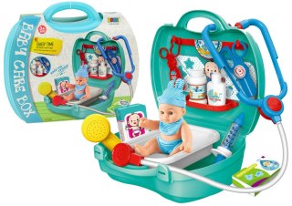 LEAN Toys Dziecięcy Zestaw Doktora Z Lalką Akcesoria Walizka Zielona