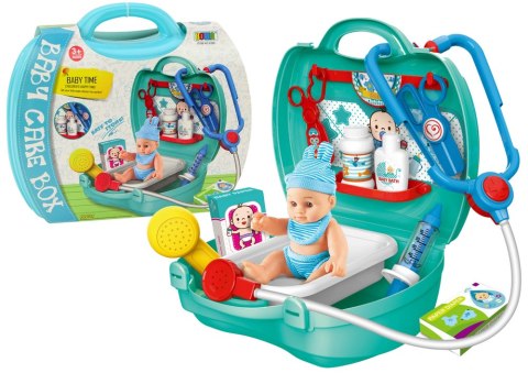 LEAN Toys Dziecięcy Zestaw Doktora Z Lalką Akcesoria Walizka Zielona