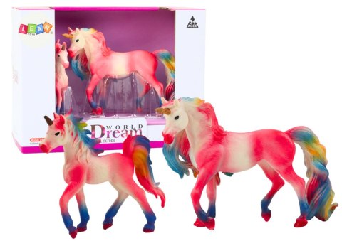 LEAN Toys Figurki Kolekcjonerskie Jednorożec z Małym Różowy 2 El