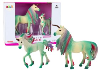 LEAN Toys Figurki Kolekcjonerskie Jednorożec z Małym Zielony 2 El