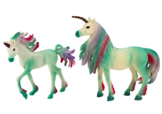LEAN Toys Figurki Kolekcjonerskie Jednorożec z Małym Zielony 2 El