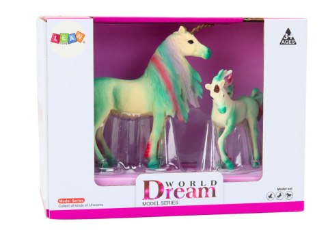 LEAN Toys Figurki Kolekcjonerskie Jednorożec z Małym Zielony 2 El