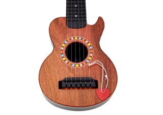 LEAN Toys Gitara Zabawkowa Dla Dzieci Brązowa Drewno Kostka Do Gry