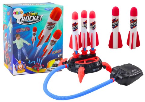 LEAN Toys Gra Potrójna Wyrzutnia Katapulta Rakiet Piankowych Pompka