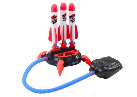 LEAN Toys Gra Potrójna Wyrzutnia Katapulta Rakiet Piankowych Pompka