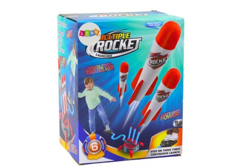 LEAN Toys Gra Potrójna Wyrzutnia Katapulta Rakiet Piankowych Pompka