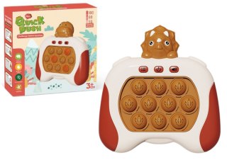 LEAN Toys Gra Sensoryczna Triceratops Pop It Na Baterie Światła Dźwięki Brązowa