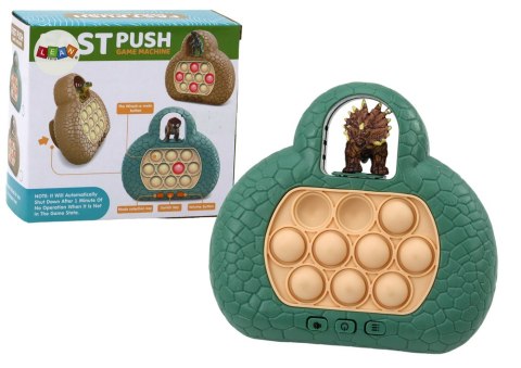 LEAN Toys Gra Zręcznościowa Pop It Dinozaur Konsola 4 Tryby Gry Zielona