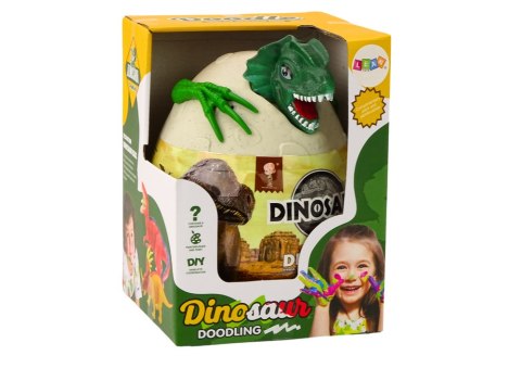 LEAN Toys Jajo Z Dinozaurami Do Malowania Farbki Pędzelki DIY Zielony