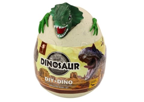 LEAN Toys Jajo Z Dinozaurami Do Malowania Farbki Pędzelki DIY Zielony