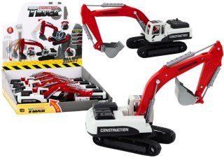 LEAN Toys Koparka Gąsienicowa Biało-Czerwona Metalowa Łyżka