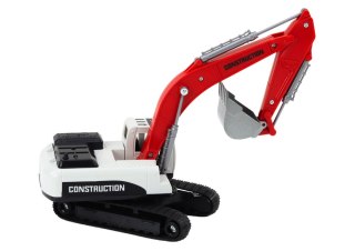 LEAN Toys Koparka Gąsienicowa Biało-Czerwona Metalowa Łyżka