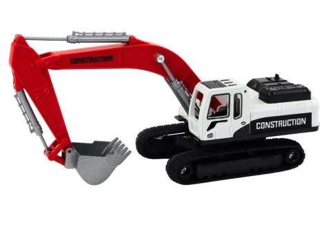 LEAN Toys Koparka Gąsienicowa Biało-Czerwona Metalowa Łyżka