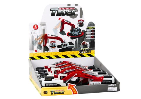 LEAN Toys Koparka Gąsienicowa Biało-Czerwona Metalowa Łyżka