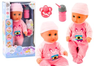 LEAN Toys Lalka Bobas W Różowej Piżamce Siusiająca Butelka Smoczek Dźwięki