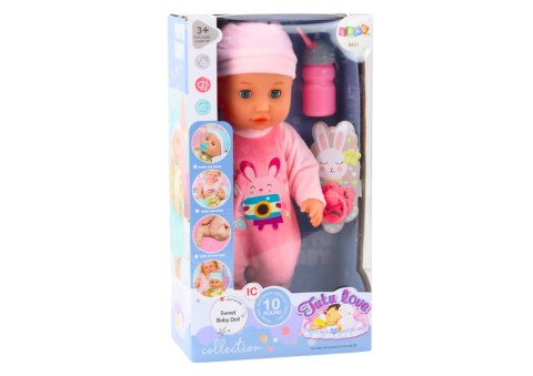 LEAN Toys Lalka Bobas W Różowej Piżamce Siusiająca Butelka Smoczek Dźwięki