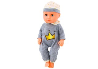 LEAN Toys Lalka Bobas W Szarej Piżamce Siusiająca Butelka Smoczek Dźwięki