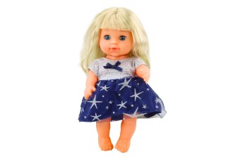 LEAN Toys Lalka W Granatowej Sukience Siusiająca Butelka Grzechotka Dźwięki