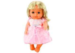 LEAN Toys Lalka W Jasno-Różowej Sukience Siusiająca Butelka Grzechotka Dźwięki