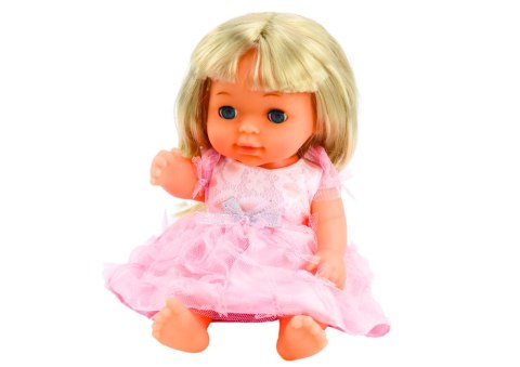 LEAN Toys Lalka W Jasno-Różowej Sukience Siusiająca Butelka Grzechotka Dźwięki
