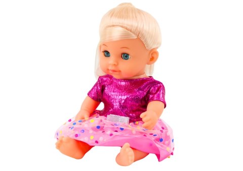 LEAN Toys Lalka W Różowej Sukience Siusiająca Butelka Grzechotka Dźwięki