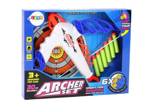 LEAN Toys Łuk z Tarczą Na Miękkie Strzałki z Przyssawką 6 Sztuk