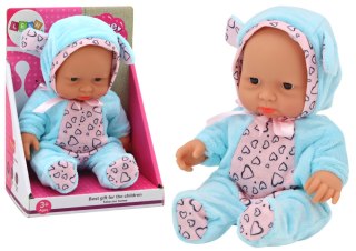 LEAN Toys Mała Lalka Bobas Ubranko Czapeczka Kokardka Uszy Niebieski
