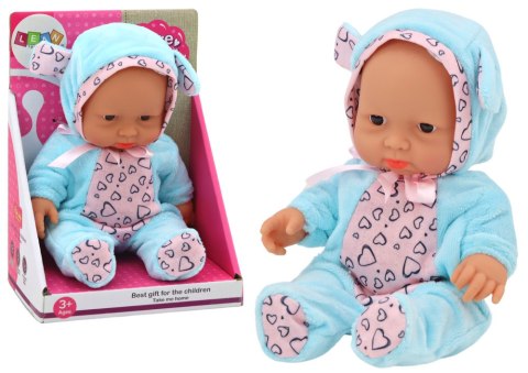 LEAN Toys Mała Lalka Bobas Ubranko Czapeczka Kokardka Uszy Niebieski