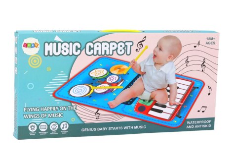 LEAN Toys Mata Muzyczna 2w1 Interaktywna Perkusja Pianinko Pałeczki
