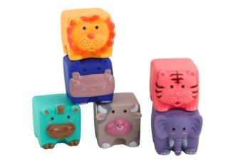 LEAN Toys Miękkie Klocki Edukacyjne Zwierzęta Liczby Litery Kolorowe 12 Szt
