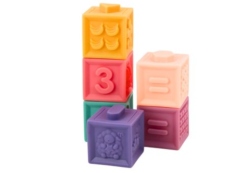 LEAN Toys Miękkie Klocki Edukacyjne Zwierzęta Liczby Litery Kolorowe 12 Szt