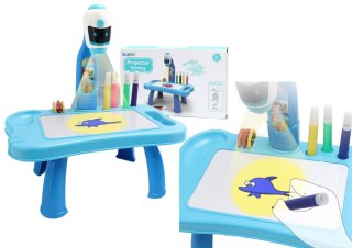 LEAN Toys Mini Projektor Robot Stolik 2w1 Akcesoria Niebieski