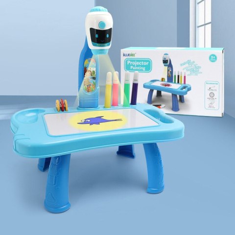 LEAN Toys Mini Projektor Robot Stolik 2w1 Akcesoria Niebieski