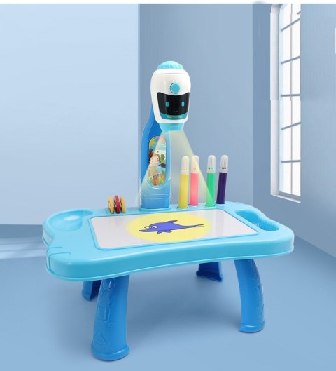LEAN Toys Mini Projektor Robot Stolik 2w1 Akcesoria Niebieski
