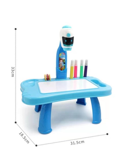 LEAN Toys Mini Projektor Robot Stolik 2w1 Akcesoria Niebieski