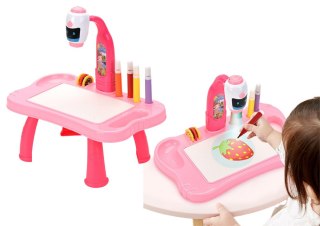 LEAN Toys Mini Projektor Robot Stolik 2w1 Akcesoria Różowy